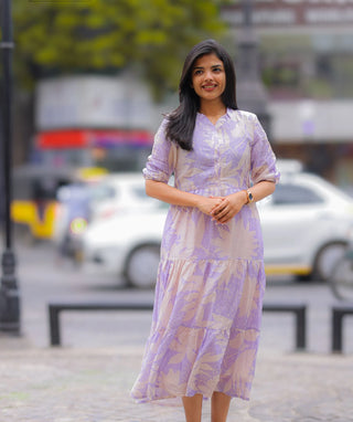 Lavender Hues Maxi Dress in Pure Muslin – Casual & Chic