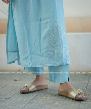 Ice Blue CO-ORD Set with Pockets – Casual Crush Chinnon Wear