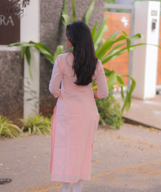 Royal Rose Cotton Kurti with Open Slit & 3/4th Sleeves