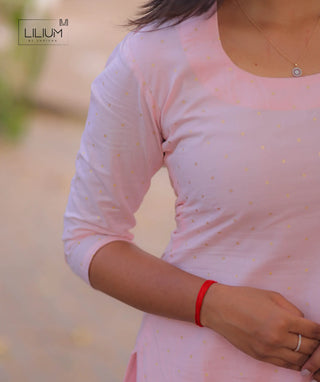 Royal Rose Cotton Kurti with Open Slit & 3/4th Sleeves