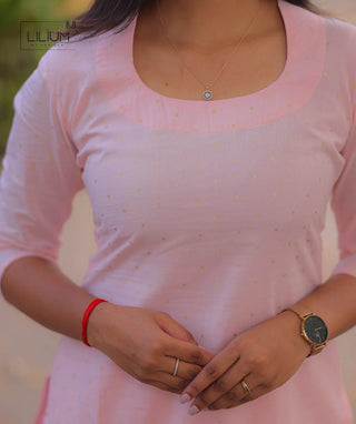 Royal Rose Cotton Kurti with Open Slit & 3/4th Sleeves