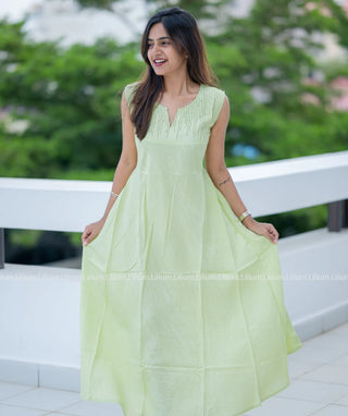Elegant Light Green A-Line Kurti with Embroidery - Festive Wear