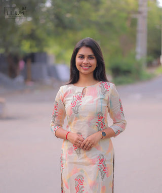 Casual Cream Grace Kurti with 3/4th Sleeves