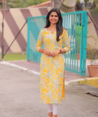 Dazzling Daffodil Cotton Kurti