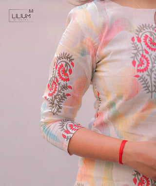 Elegant Cream Grace Cotton Kurti for Casual Outings