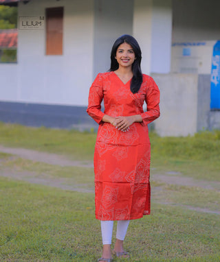 Monarch Bloom Muslin Kurti Front View