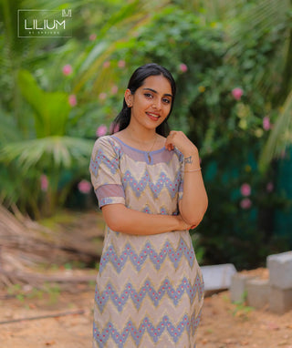 Elbow Sleeve Kurti Shimmering Moon Design