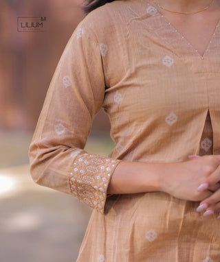 Side slit slub cotton kurti