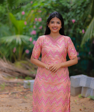 Elbow Sleeve Kurti in Sparkling Rose