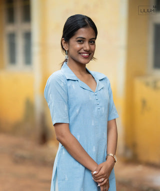 Casual wear cotton kurti in Ice Bloom shade