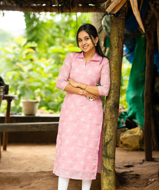 Front view of Peony Punch tissue silk 3-piece dress