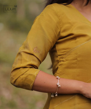 Golden Mustard Aura Embroidered Organza 3 Piece Set