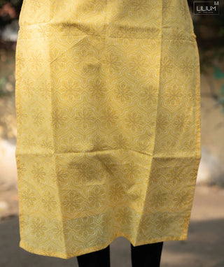 Sunlit Honey Bloom Cotton Kurti – Casual Elbow Sleeve Style