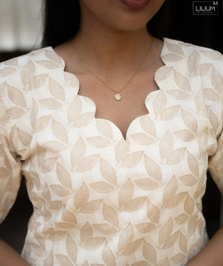 Ivory Leaf Cotton Co-ords Set with Pockets – Casual Wear