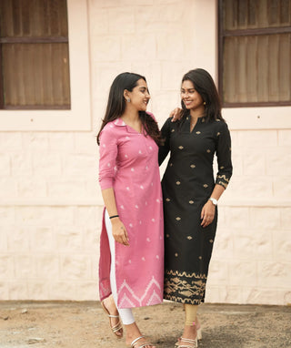 Midnight Noir Handloom Cotton Ready-to-Wear Casual Kurti