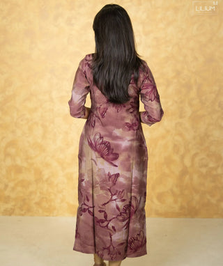 Vintage Mulberry Foil Print Rayon Kurti for Casual Wear