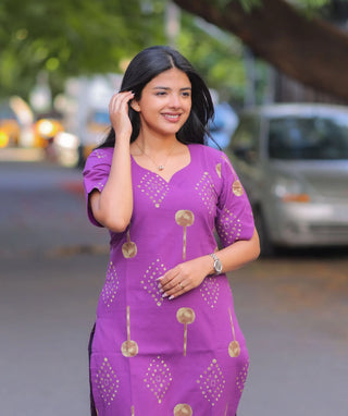 Orchid Amethyst Cotton Kurti | Elegant Casual Wear