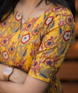 Canary Yellow Cotton Maxi Dress with Lining - Casual