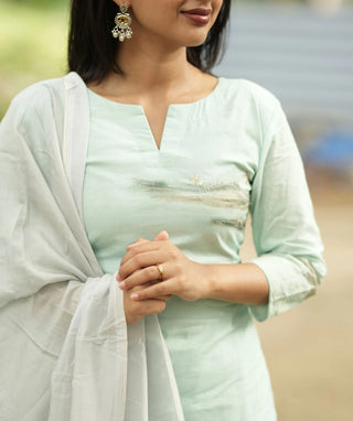 Pistachio Breeze Cotton 3 Piece Set for Festive Elegance