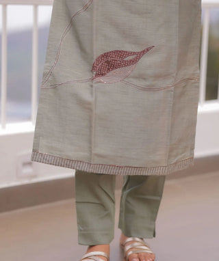 Misty Sage Whisper Hand Embroidered Muslin 3 Piece Set