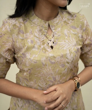 Soft Celadon Muslin Kurti with Open Slit