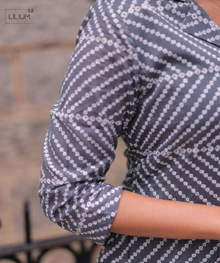 Moonstone Ash Cotton A-Line Kurti with Pockets – 3/4 Sleeve