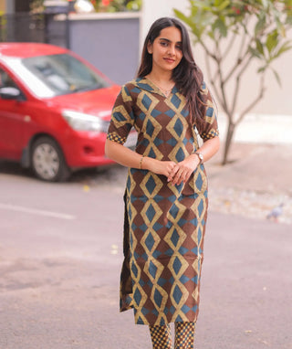 Mocha Sapphire Cotton Co-Ord Set with Pockets