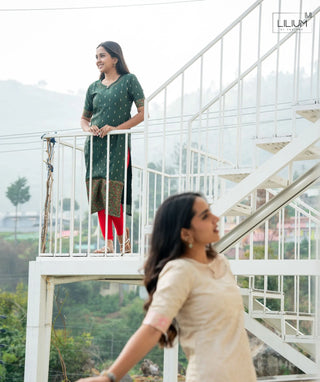 Emerald Forest Mist Banaras Silk Kurti