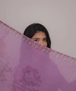 Dusty Mauve Orchid Hand Embroidered Muslin 3 Piece Set