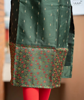 Emerald Forest Mist Banaras Silk Kurti