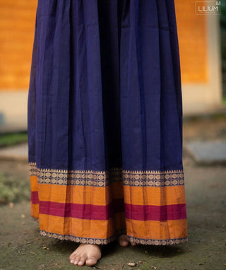Midnight Purple Cotton Handloom Maxi with Temple Zari