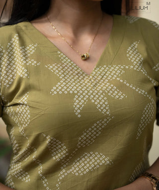 Olive Moss Cotton A-Line Kurti with Pockets | LS1101