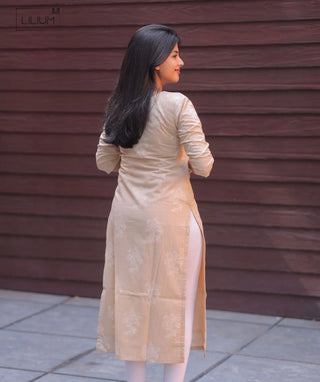 Champagne Petal Cotton Kurti | Casual Ethnic Wear for Women
