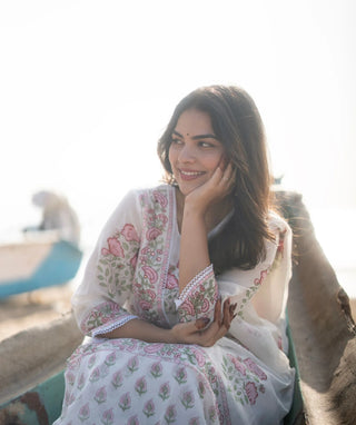 Ivory Blush Garden Mul Cotton 3-Piece Casual Set