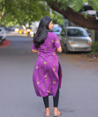 Orchid Amethyst Cotton Kurti | Elegant Casual Wear
