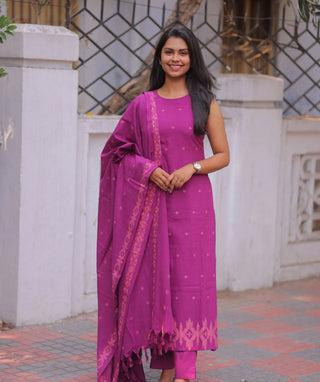 Royal Orchid Handloom Cotton 3 Piece Set with Pockets
