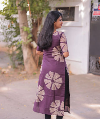 Mulberry Eclipse Cotton Kurti with Elbow Sleeves