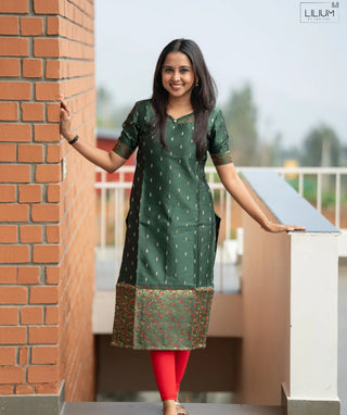 Emerald Forest Mist Banaras Silk Kurti