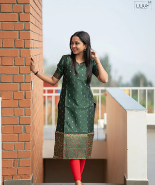 Emerald Forest Mist Banaras Silk Kurti