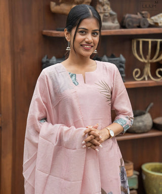 Rosewater Veil Muslin 3-Piece Set with Hand Embroidery