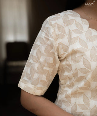 Ivory Leaf Cotton Co-ords Set with Pockets – Casual Wear