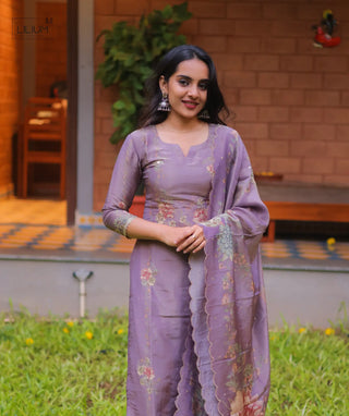 Heather Luxe Tissue Silk 3-Piece Festive Set With Pockets