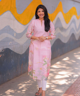 Rosé Garden Siberian Silk Kurti – Elegant Casual Style