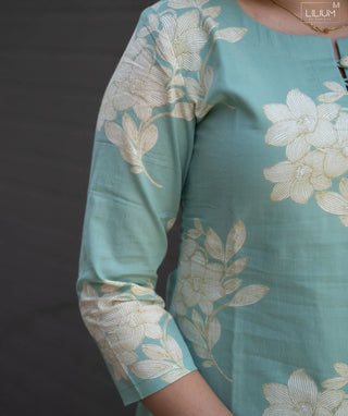 Seafoam Floral Serenity Cotton Co-ords with Pockets