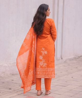 Saffron Petal Shine Cotton 3 Piece Set with Pockets