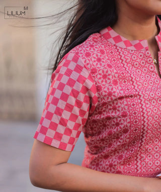 Vintage Fuchsia Cotton 3 Piece Set with Hand Embroidery