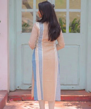 Sky Stripe Cotton Rayon Kurti – Trendy Casual Wear