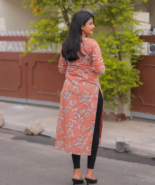 Desert Rose Foil Print Modal Cotton Kurti for Casual Elegance