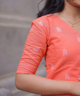 Peach Handloom Cotton Co-ord Dress – Casual Wear