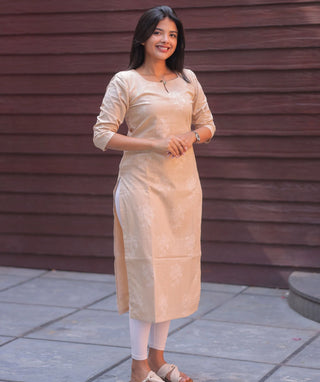 Champagne Petal Cotton Kurti | Casual Ethnic Wear for Women